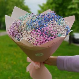 Букет гипсофилы "Нежная радуга"