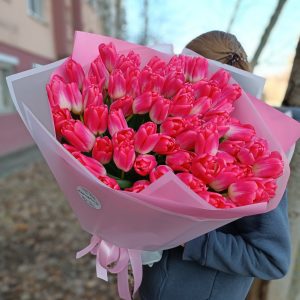 55 коралловых тюльпанов