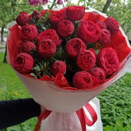 Букет пионовидных роз Пиано Рэд