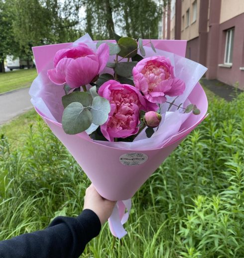 Букет розовых пионов